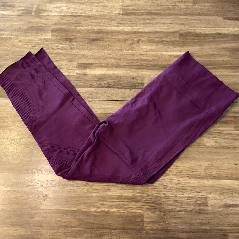 Burgundy perforated Fabletics leggings